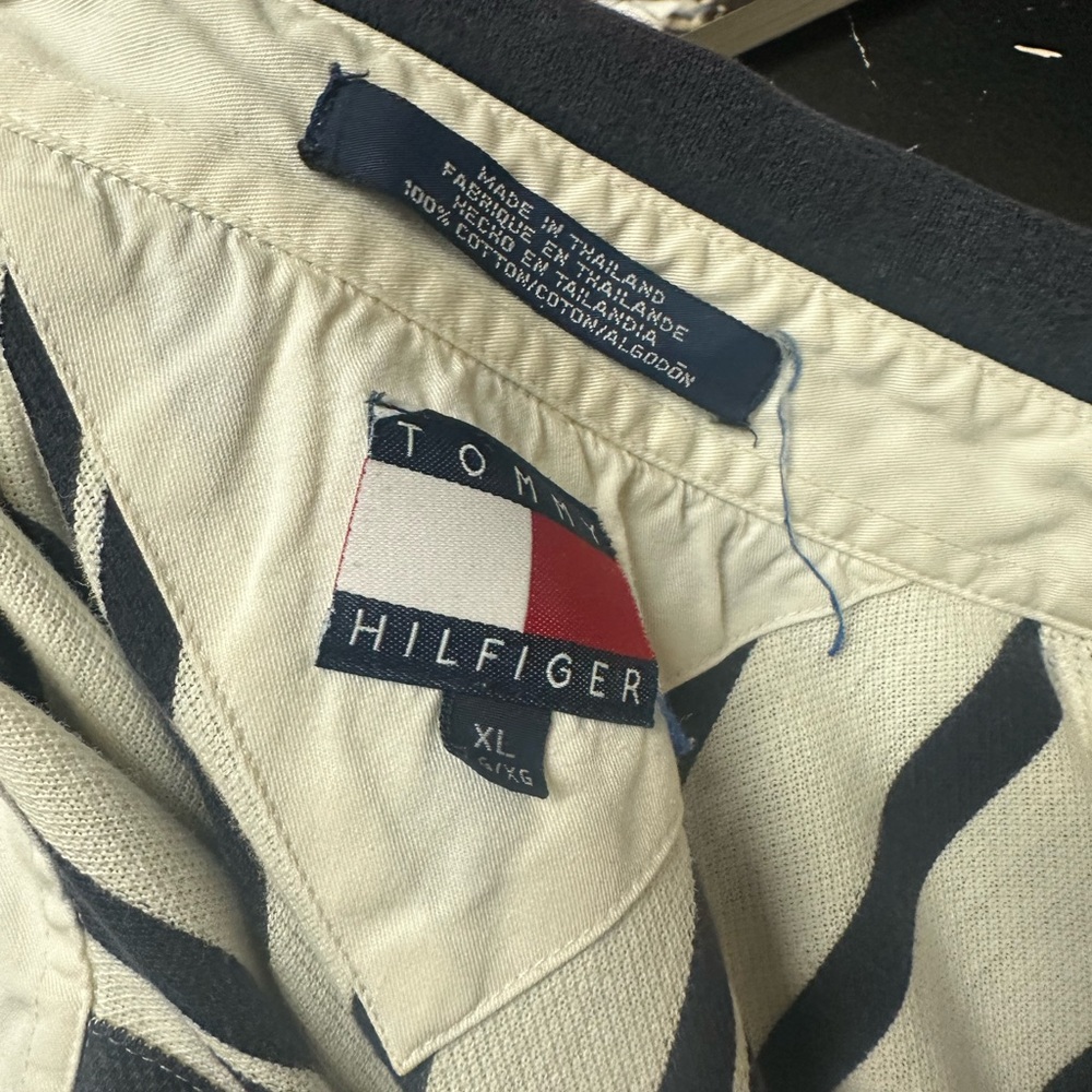 Tommy Hilfiger Black and White Striped Polo Shirt - Picture 3 of 4